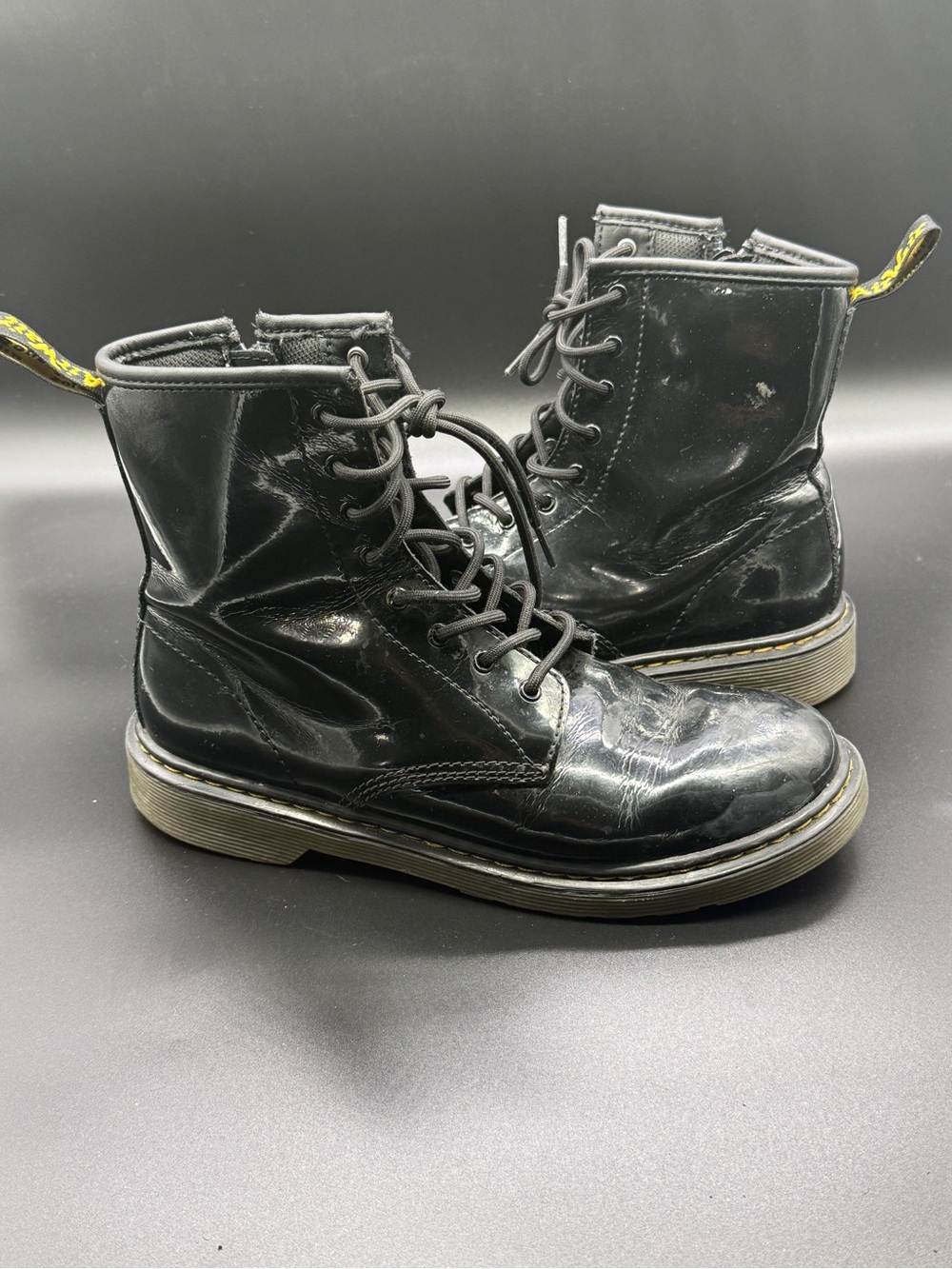 Dr. Martens 1460 Patent Leather High Top Boots Women's 7 Black Lace Up Fit